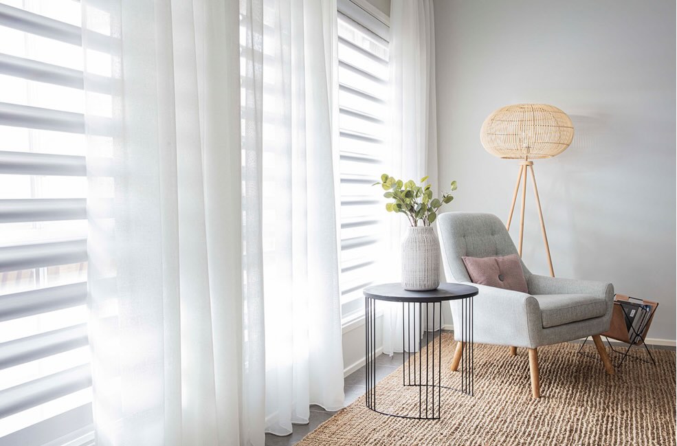 Textured curtains in a styled lounge